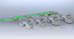 Linea di confezionamento automatico di barrette di cioccolato